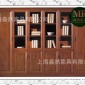 丨上海实木家具厂家丨胡桃木/带玻璃门高柜，实用六门实木文件柜